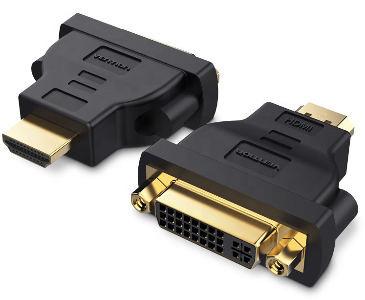 Адаптер-переходник GSMIN BR-04 DVI (24+5) (F) - HDMI (M) (Черный)