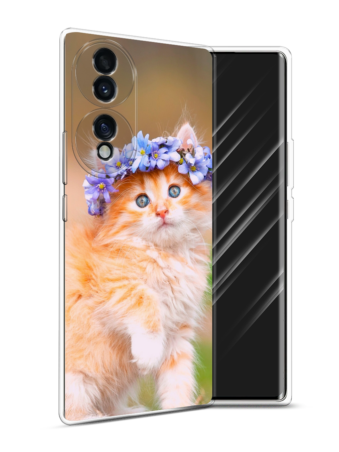 

Чехол Awog на Honor 70 "Рыжий кот в венке", Разноцветный, 6108250-1