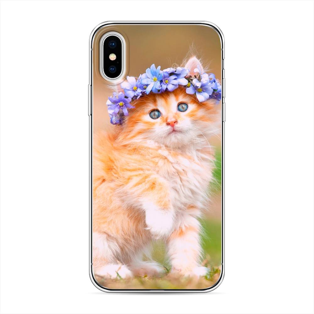 фото Силиконовый чехол "рыжий кот в венке" на apple iphone xs (10s) awog