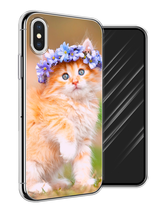 

Чехол Awog на Apple iPhone XS (10S) / Айфон XS (10S) "Рыжий кот в венке", Разноцветный, 11850-1