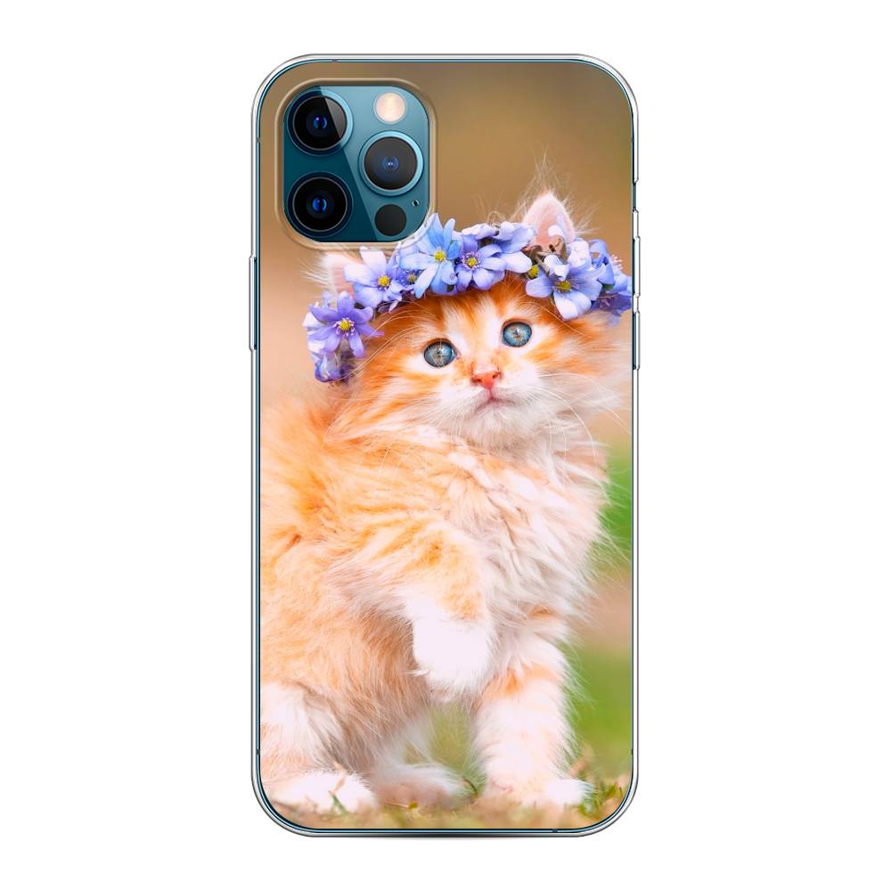 фото Силиконовый чехол "рыжий кот в венке" на apple iphone 12 pro awog