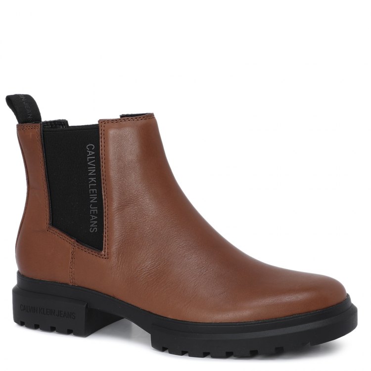 фото Женские ботинки calvin klein jeans cleated mid chelsea boot цв. коричневый 39 eu