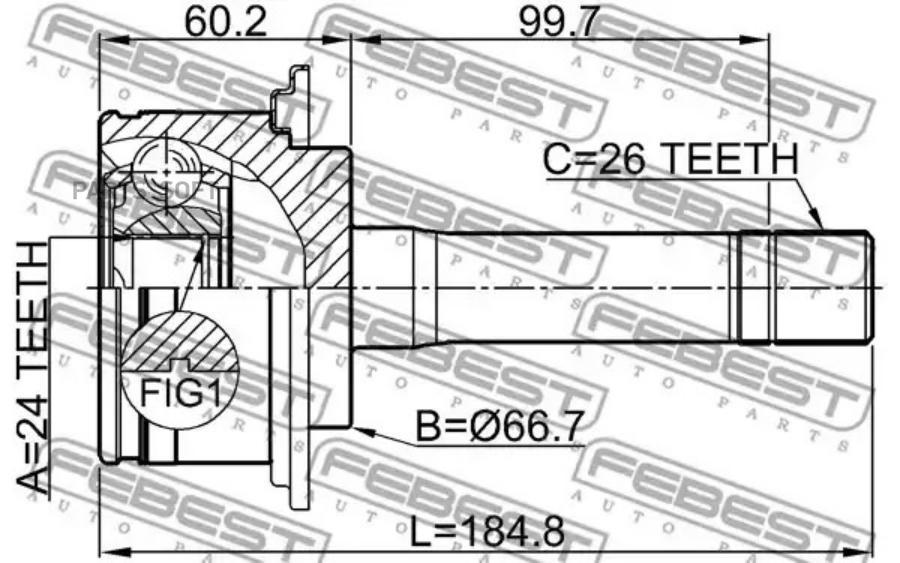 

Шрус Наружный 24x66.7x26 Kia Sportage (19980415-20030506) Febest 2210-Spm Febest арт. 2210