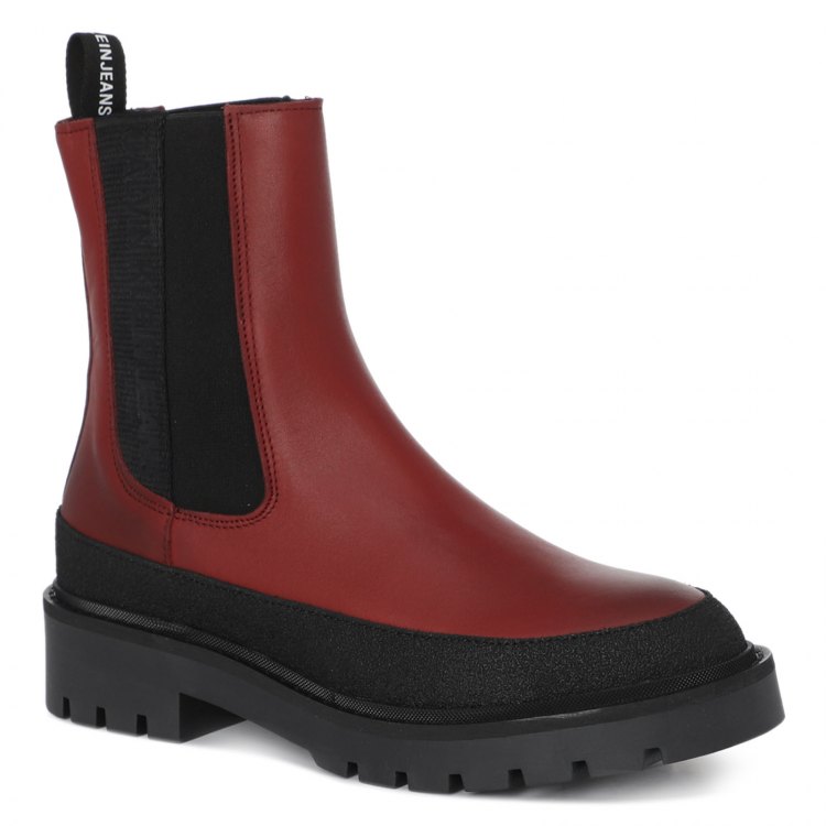 фото Женские ботинки челси calvin klein jeans combat mid chelsea boot rubber цв. красный 36 eu