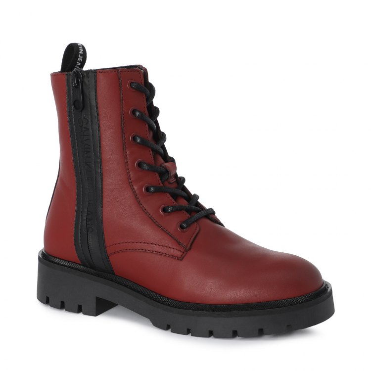 фото Женские ботинки calvin klein jeans combat mid laceup boot w zip цв. красный 40 eu