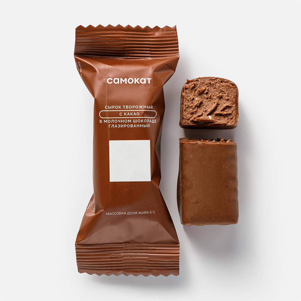 Сырок творожный Самокат глазированный, с какао, в молочном шоколаде, 5%, 40 г