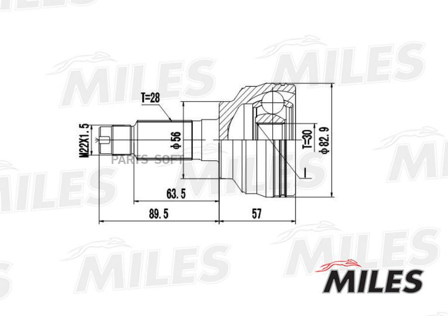 

Шрус Mazda 626 1.8/2.0 97-02 Нар. Miles Ga20228 Miles арт. GA20228