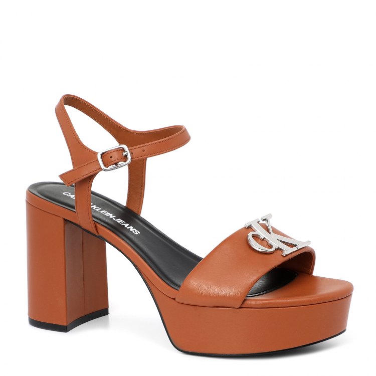 фото Женские босоножки calvin klein jeans heel sandal strap цв. светло-коричневый 41 eu