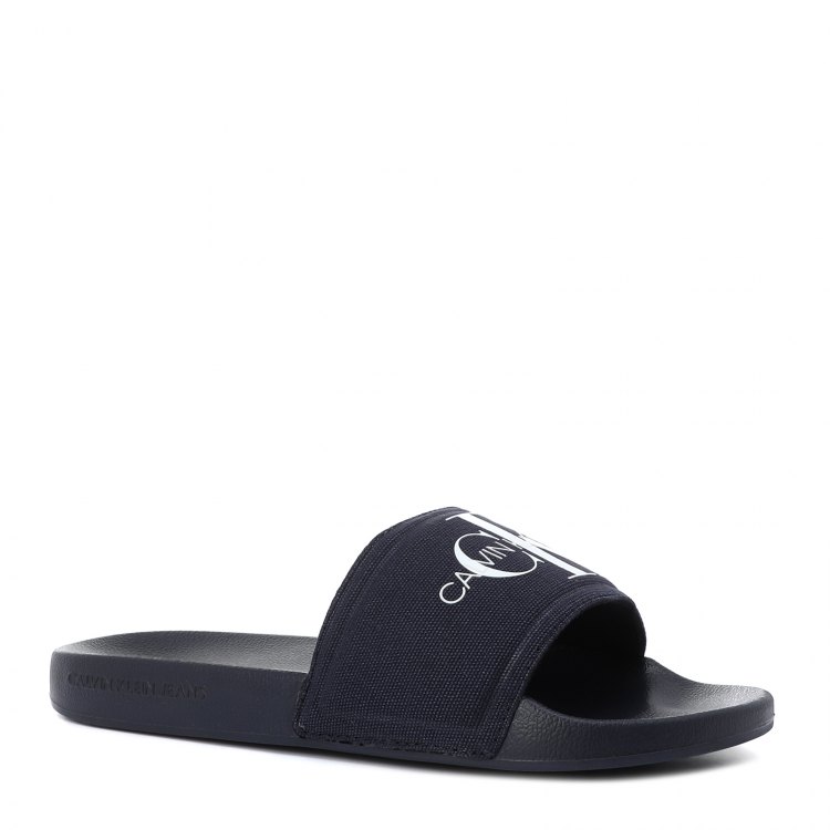 фото Женские шлепанцы calvin klein jeans slide monogram yw0yw00103 цв. темно-синий 41 eu