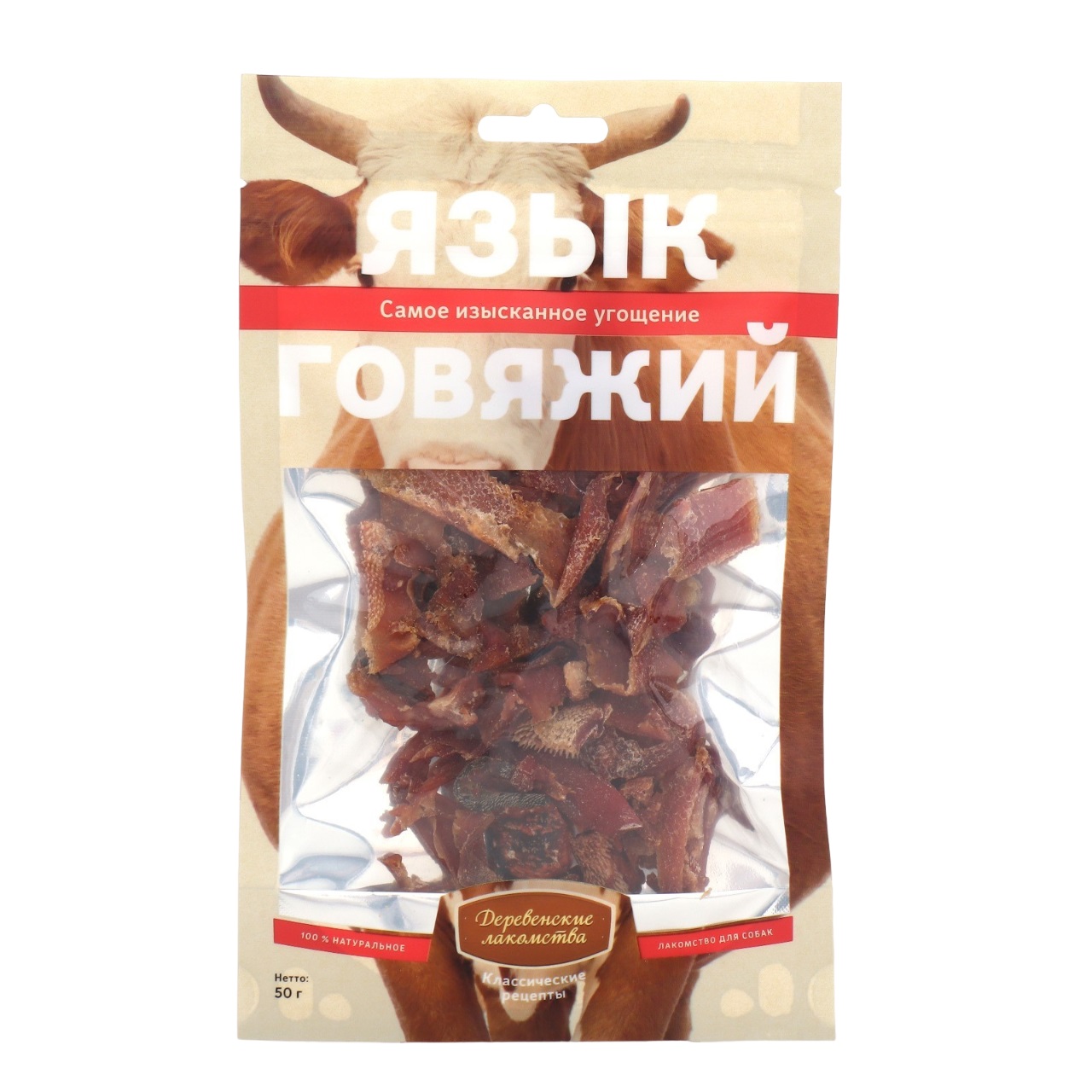 

Деревенские лакомства Язык говяжий Деревенские лакомства для собак, 50 г