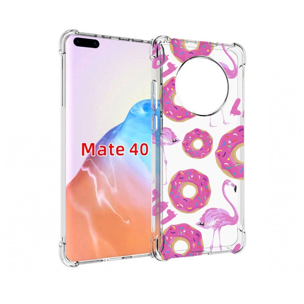 

Чехол MyPads Tocco для Huawei Mate 40 пончики-фламинго, Прозрачный, Tocco