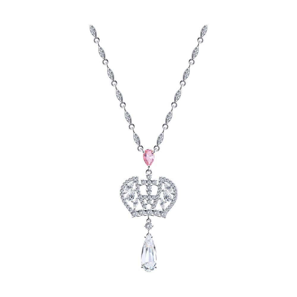 

Колье из серебра 50-55 см SOKOLOV 94071055, фианит, 94071055