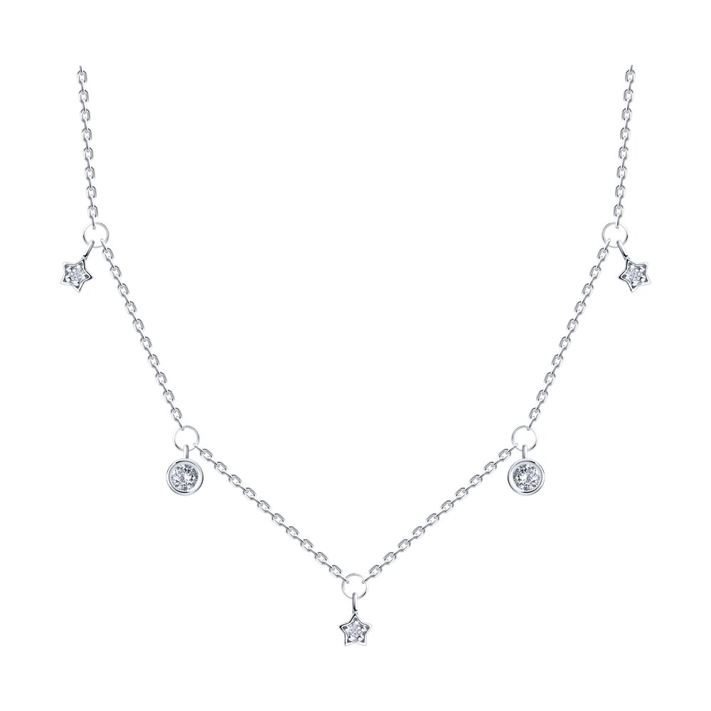 

Колье из серебра 40-45 см SOKOLOV 94071206, фианит, 94071206
