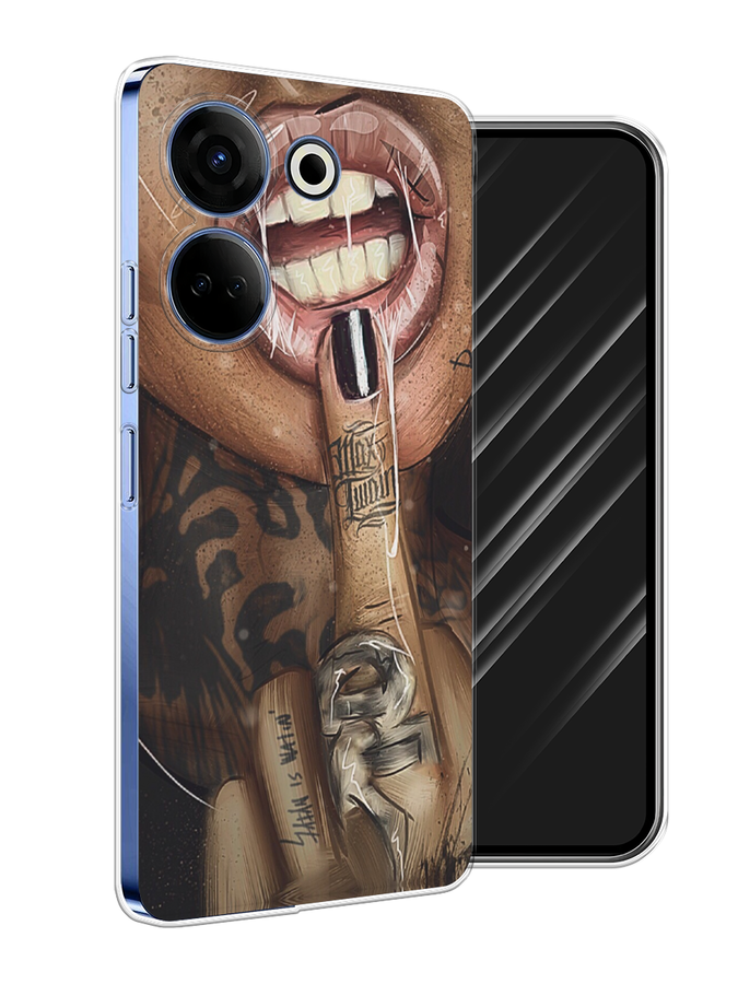 

Чехол Awog на Tecno Camon 20 Pro 4G "Девушка с татуировками", Бежевый;розовый;черный