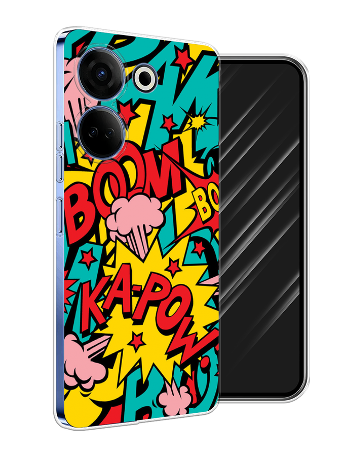 

Чехол Awog на Tecno Camon 20 Pro 4G "Постер pop art", Бирюзовый;желтый;красный