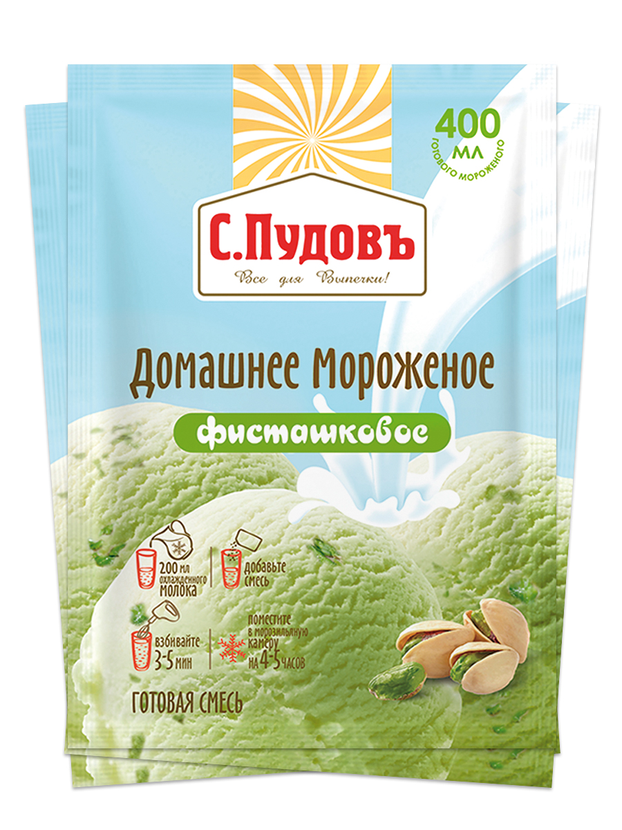

Мороженое Домашнее Фисташковое С.Пудовъ, 70 г - спайка 3 шт