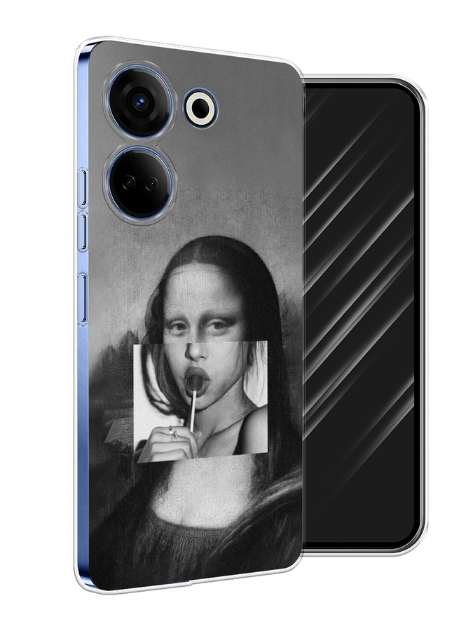 

Чехол Awog на Tecno Camon 20 Pro 4G "Mona Lisa sucking lollipop", Серый