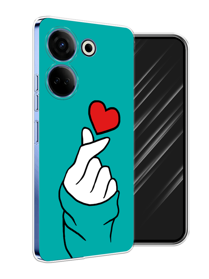 

Чехол Awog на Tecno Camon 20 Pro 4G "Маленькое сердечко", Голубой;белый;красный