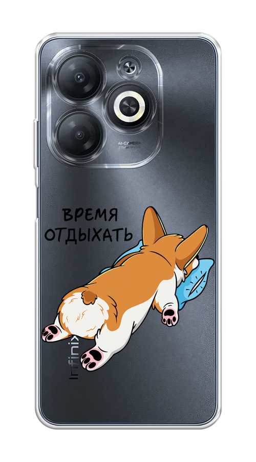 

Чехол на Infinix Smart 8 "Корги отдыхает", Черный;коричневый;голубой, 3105150-1