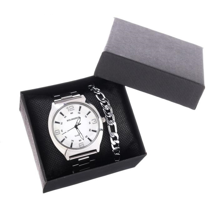 фото Подарочный набор 2 в 1 наручные часы (d=4.2 см) и браслет "bolingdun"