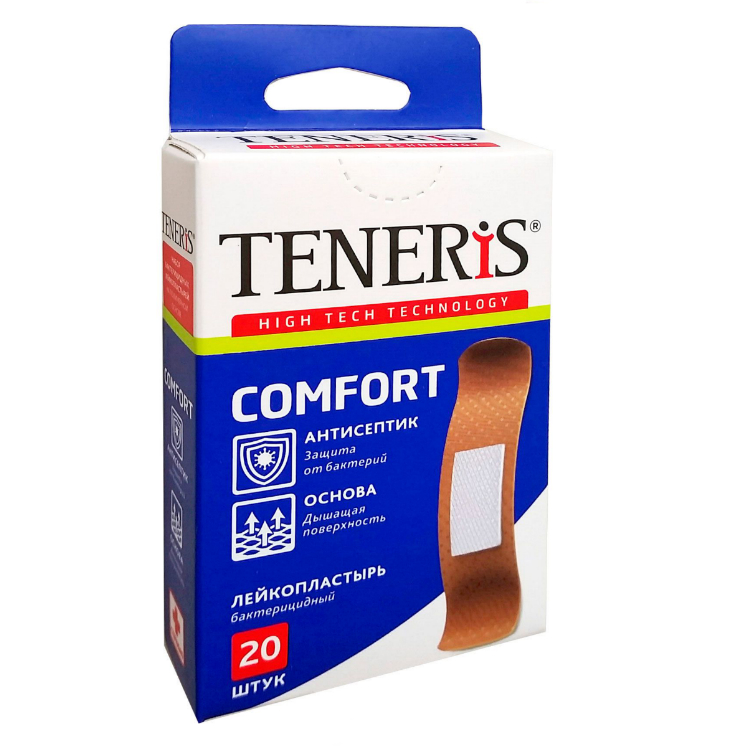 фото Лейкопластыри бактерицидные teneris comfort телесные 20 шт.