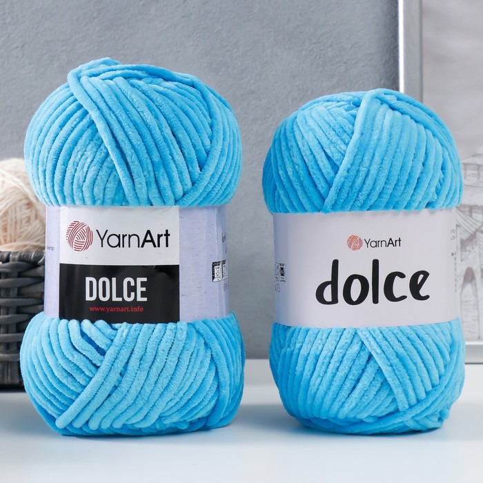 

Пряжа "Dolce" 100% микрополиэстер 120м/100гр (758 т. голубой), Разноцветный