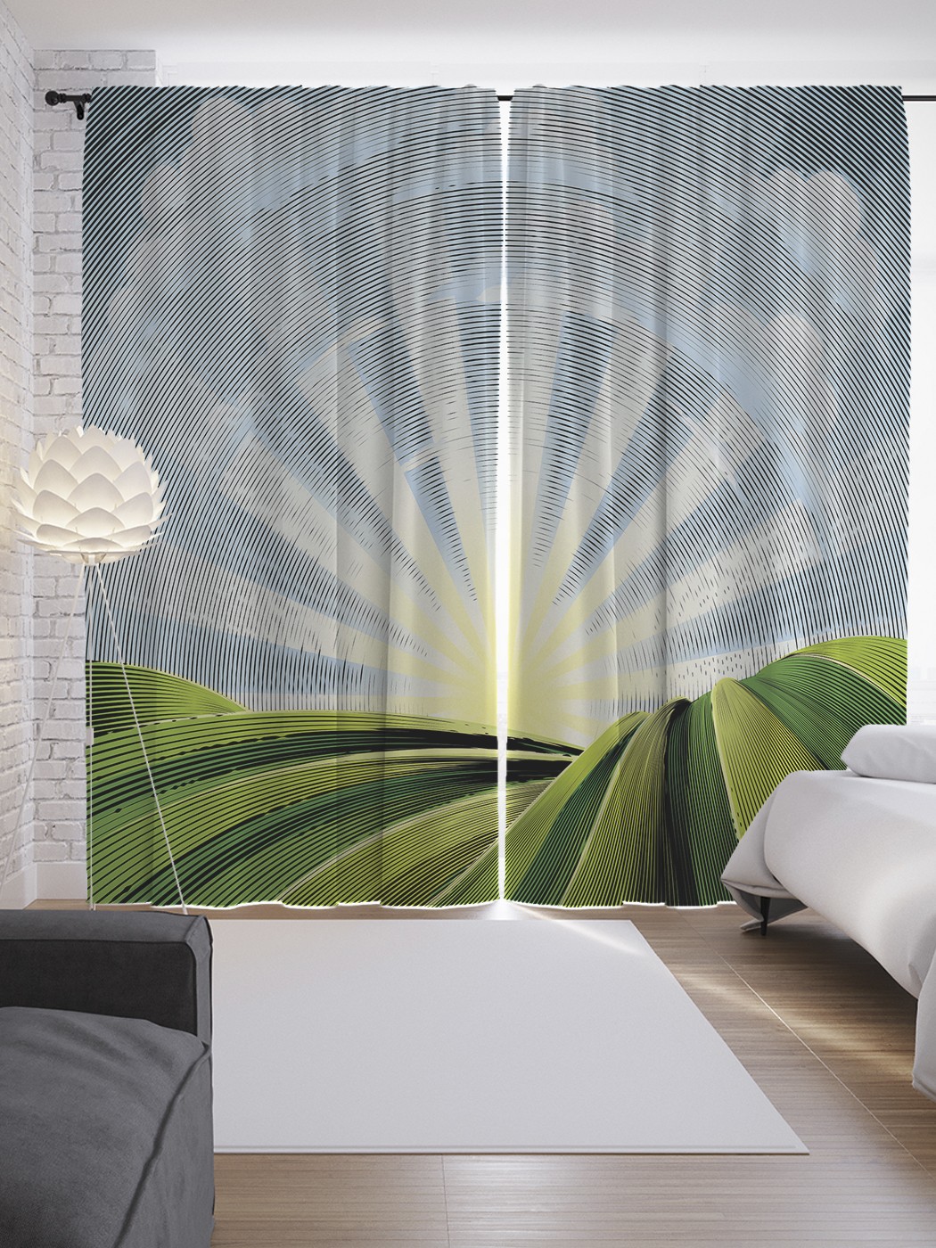 

Шторы JoyArty с фотопечатью "Лучи над полем абстракция" из сатена, 290х265 см, Лучи над полем абстракция