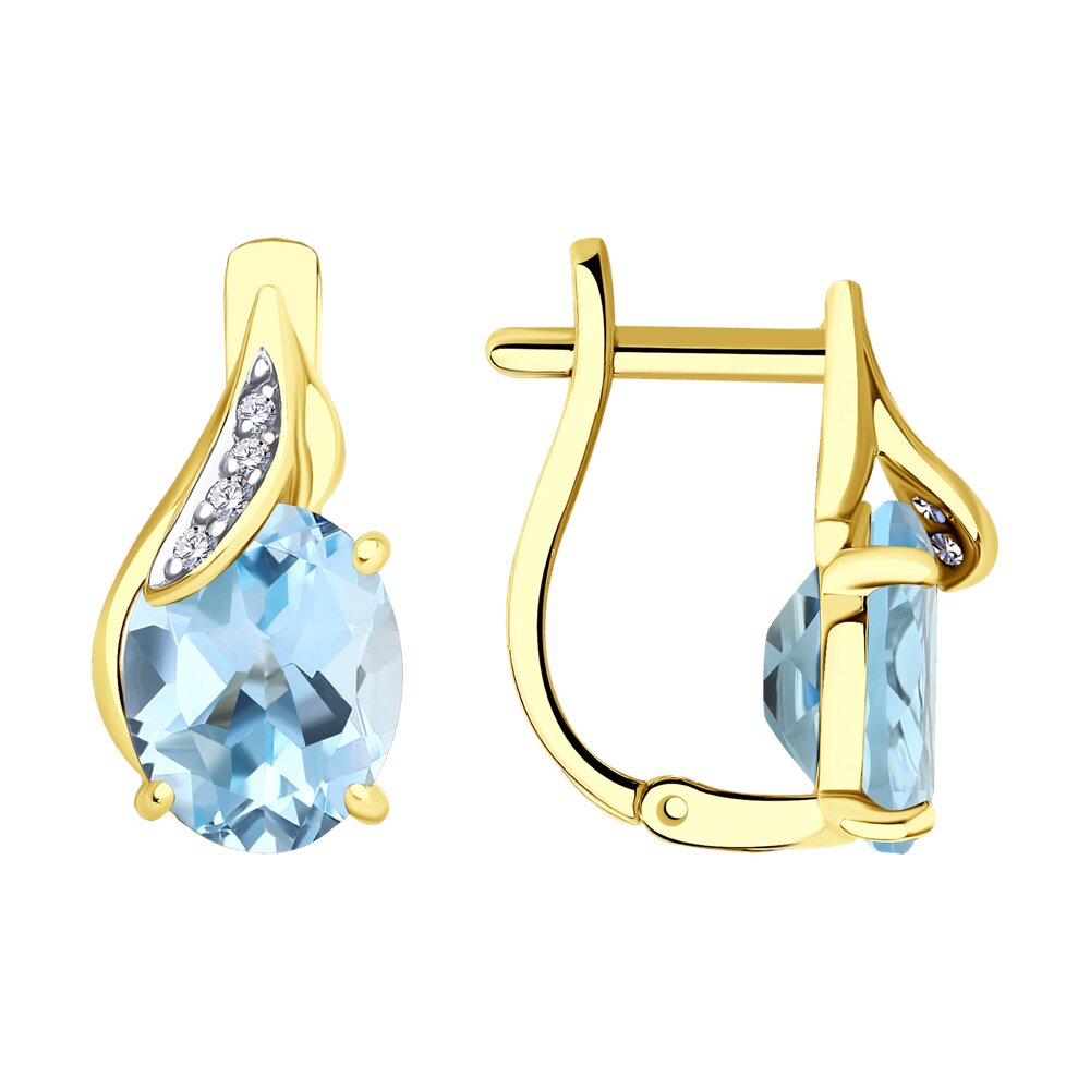 

Серьги из желтого золота Diamant 53-320-01561-2, фианит/топаз, 53-320-01561-2
