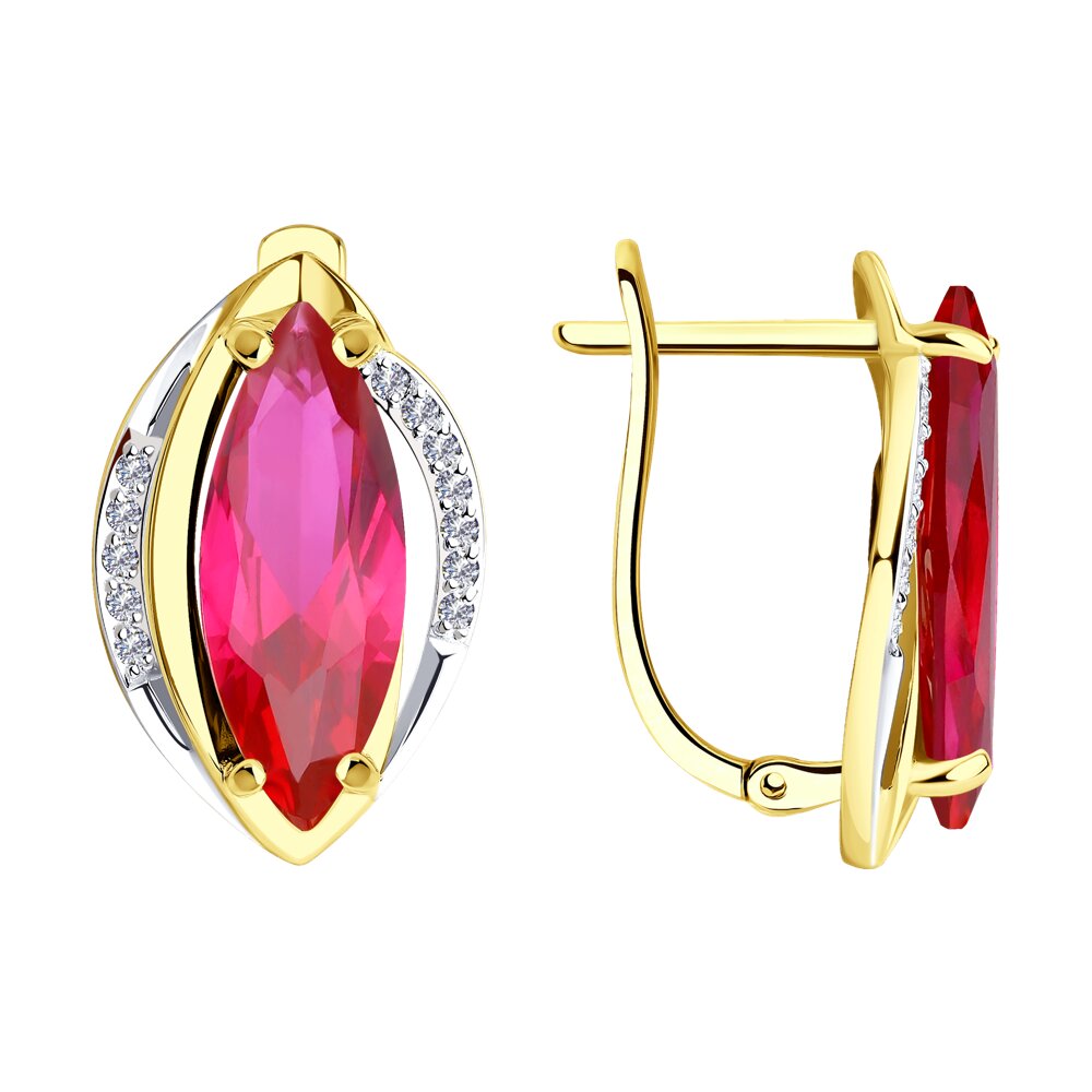 

Серьги из желтого золота Diamant 53-320-00962-2, корунд искусственный/фианит, 53-320-00962-2