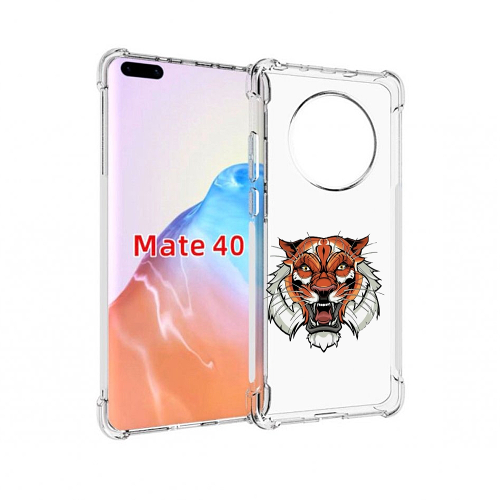 

Чехол MyPads Tocco для Huawei Mate 40 оранжевый седой тигр, Прозрачный, Tocco