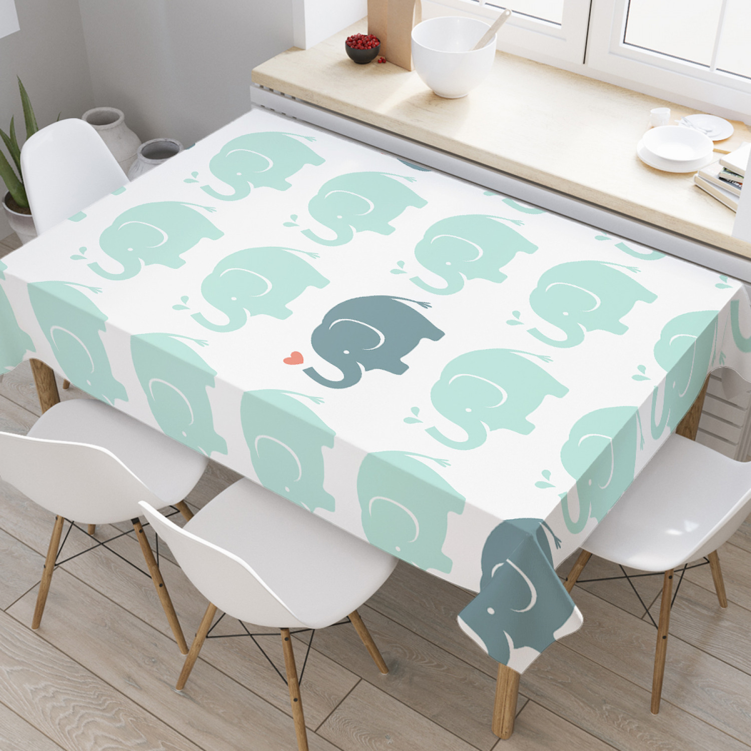 

Скатерть прямоугольная JoyArty "Влюбленный слон в ряду" из оксфорда, 180x145см, Голубой, Влюбленный слон в ряду