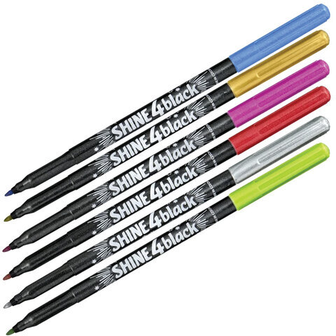 

Маркеры для декорирования МЕТАЛЛИК 6 ОВ CENTROPEN Shine 4 Black, 2,5 мм, 2590/6KK, Разноцветный