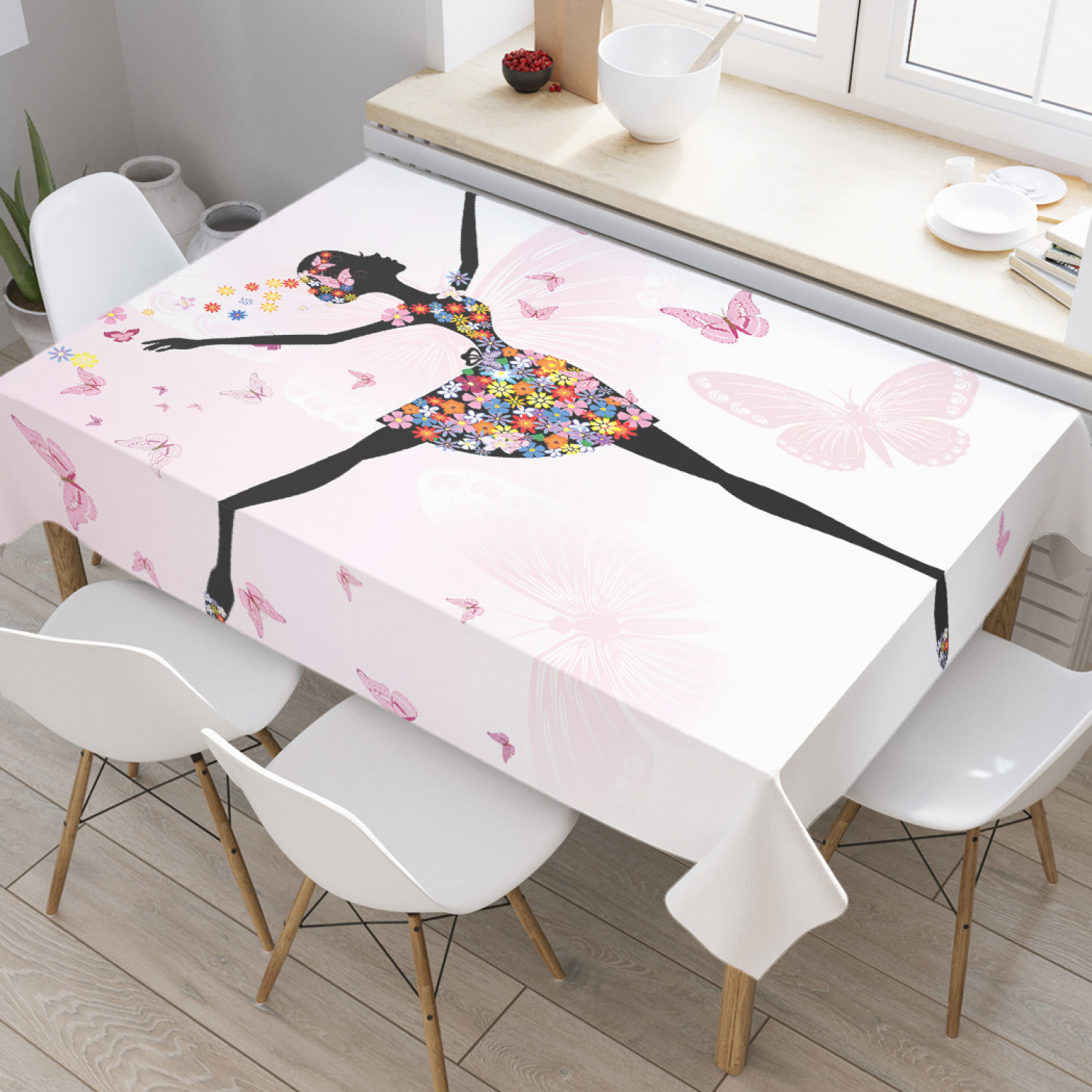 

Скатерть прямоугольная JoyArty "Балерина в цветочном платье" из оксфорда, 180x145см, Белый, Балерина в цветочном платье