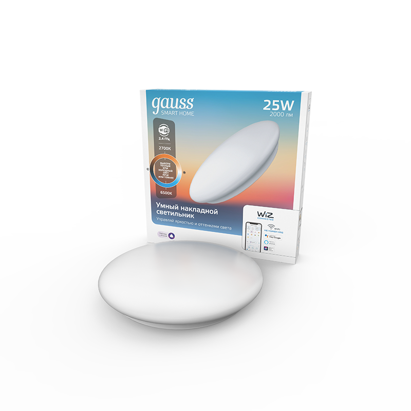 фото Накладная лампа gauss smart home тип cct+dim 25 вт