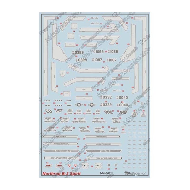 Декаль Begemot 144002 1/144 Нортроп В-2А 1.144