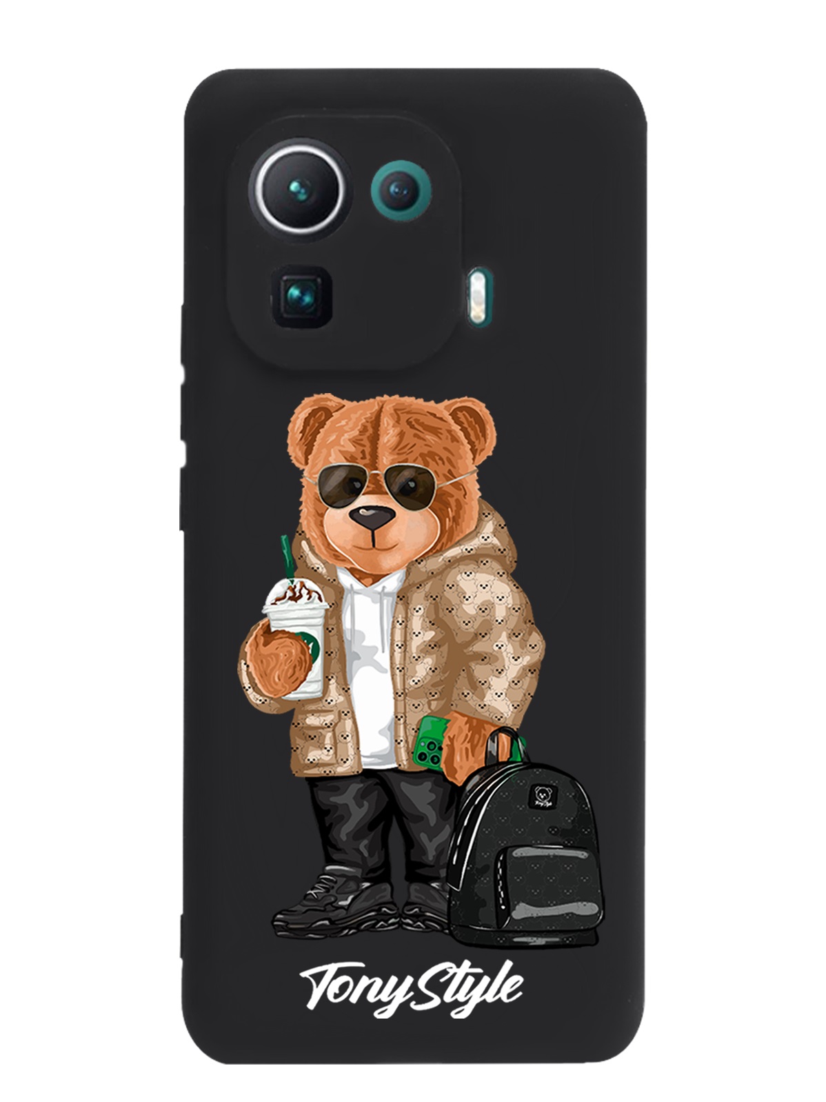 

Черный силиконовый чехол для Xiaomi Mi 11 Pro Tony Style в очках, Разноцветный