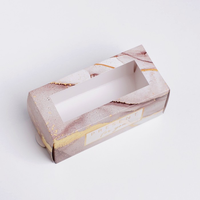 

Коробка для макарун Present,12 ×5.5 × 5.5 см, Коллекция упаковки "Мраморная"