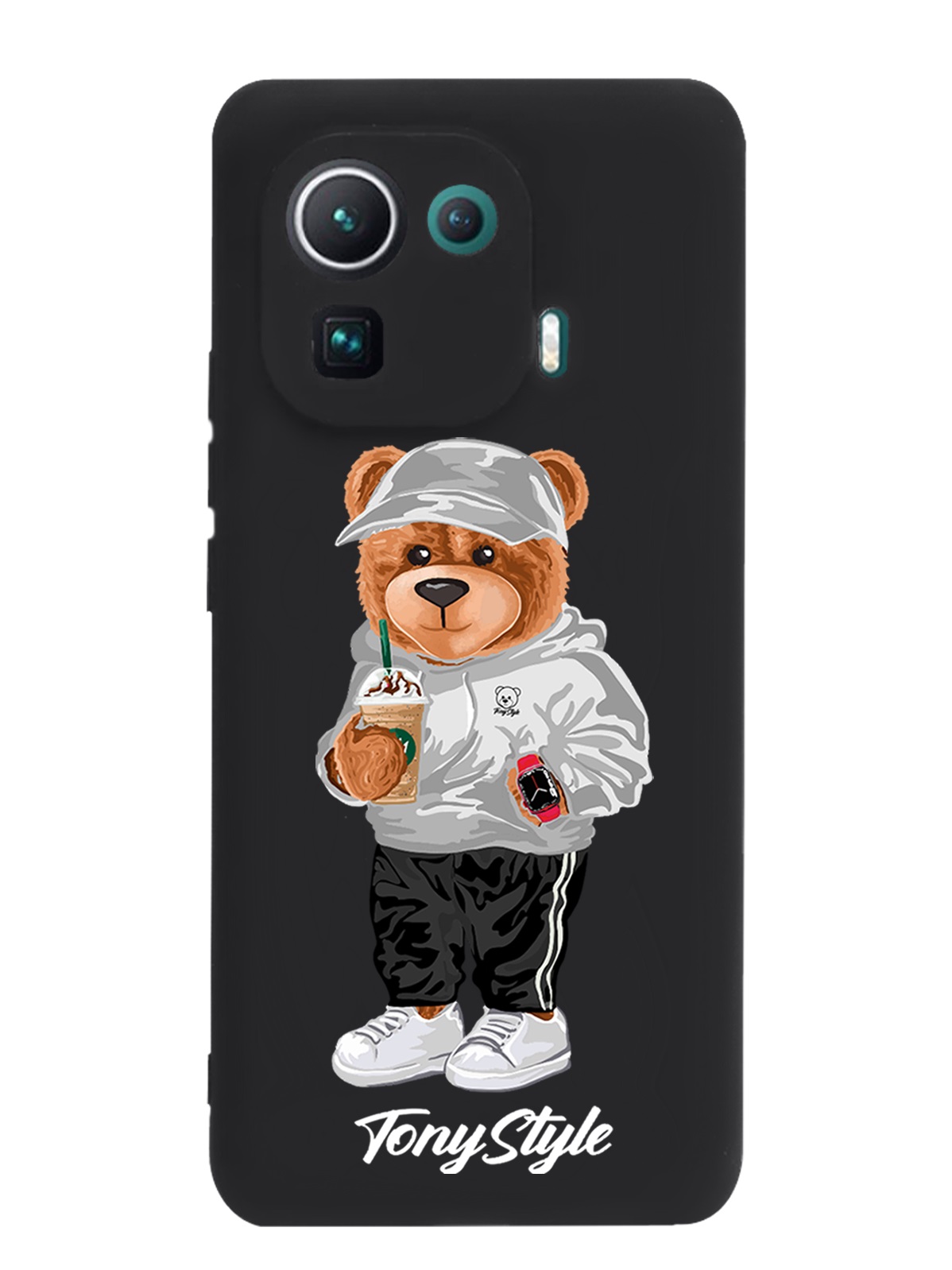 

Черный силиконовый чехол для Xiaomi Mi 11 Pro Tony Style с кофе, Разноцветный
