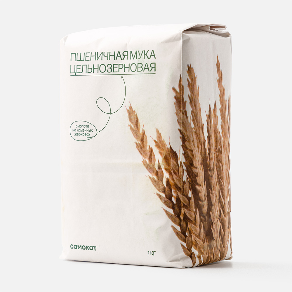 Мука Самокат пшеничная, цельнозерновая, 1 кг