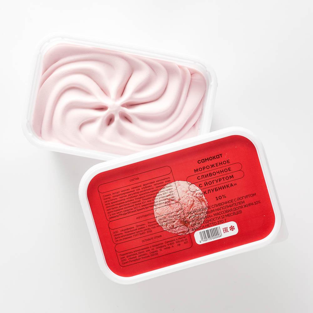 Мороженое Самокат сливочное, с йогуртом, со вкусом клубники, 10%, 270 г