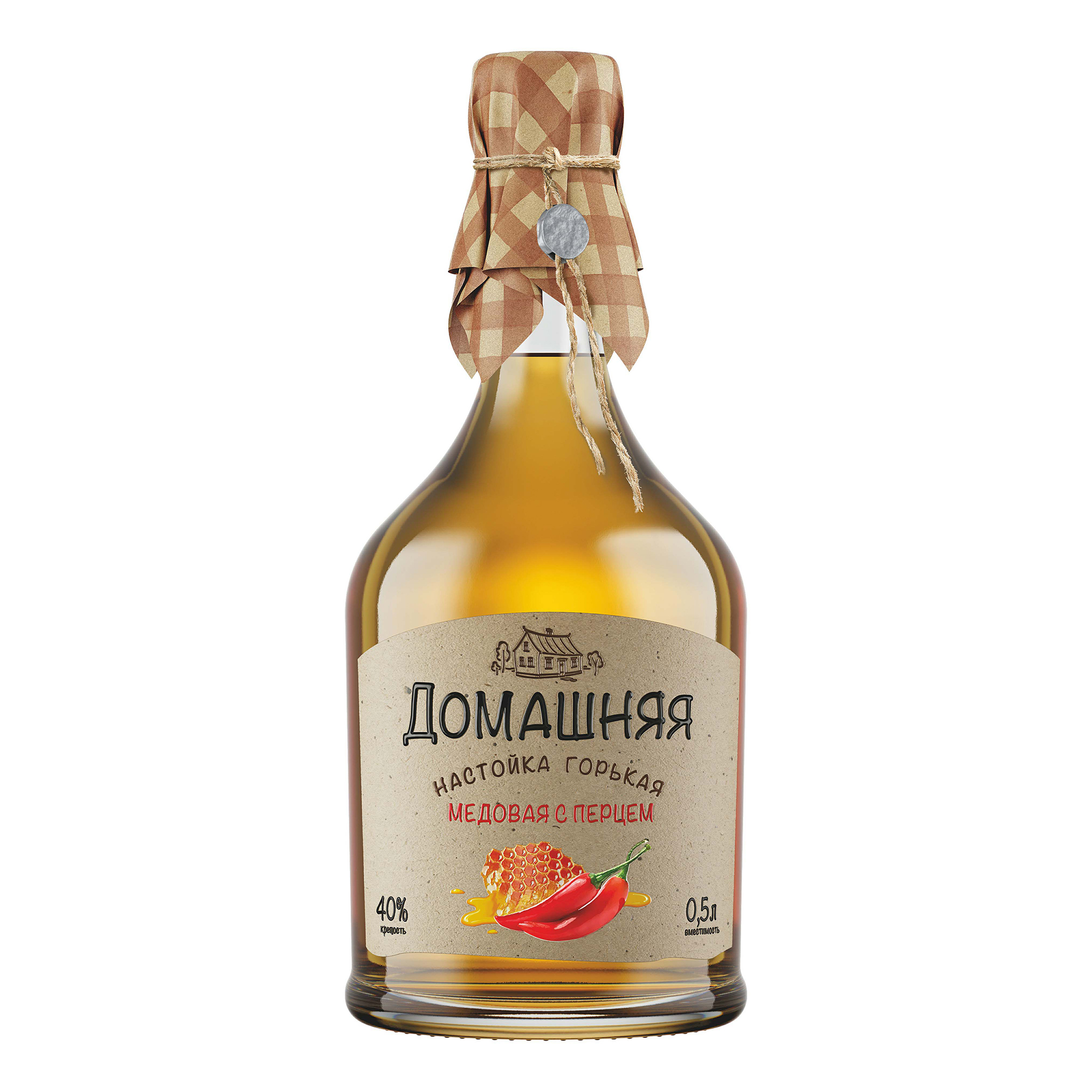 

Настойка горькая Домашняя медовая с перцем 40% 0,5 л