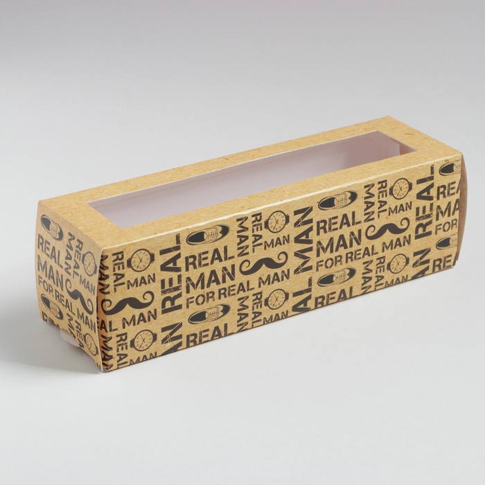 

Коробка Дарите Счастье для макарун For real man, 18 х 5.5 х 5.5 см, Бежевый, Коллекция упаковки "Мужская"