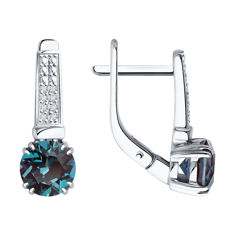 

Серьги из белого золота Diamant 52-220-02350-1, бриллиант/александрит искусственный, 52-220-02350-1
