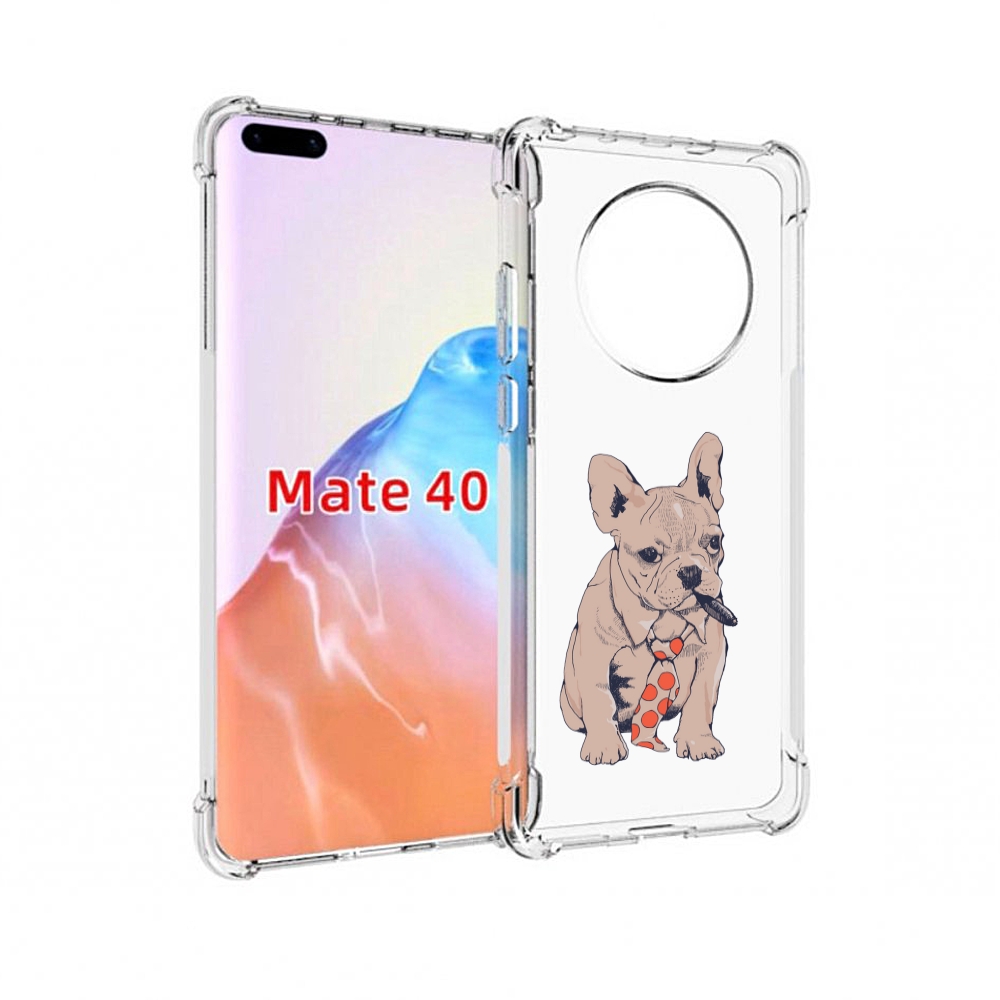 

Чехол MyPads Tocco для Huawei Mate 40 бульдог с сигарой, Прозрачный, Tocco