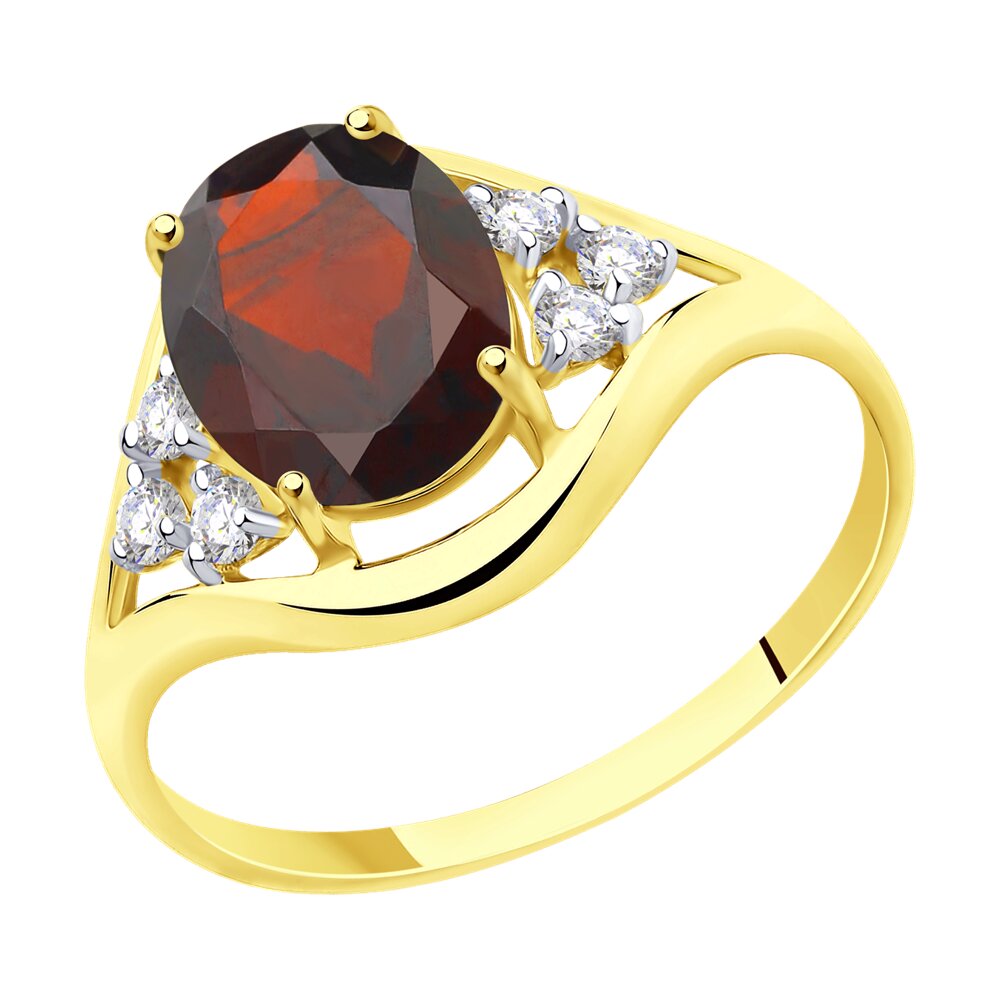 

Кольцо из золота р. 19,5 Diamant 53-310-00275-2, фианит\гранат, 53-310-00275-2