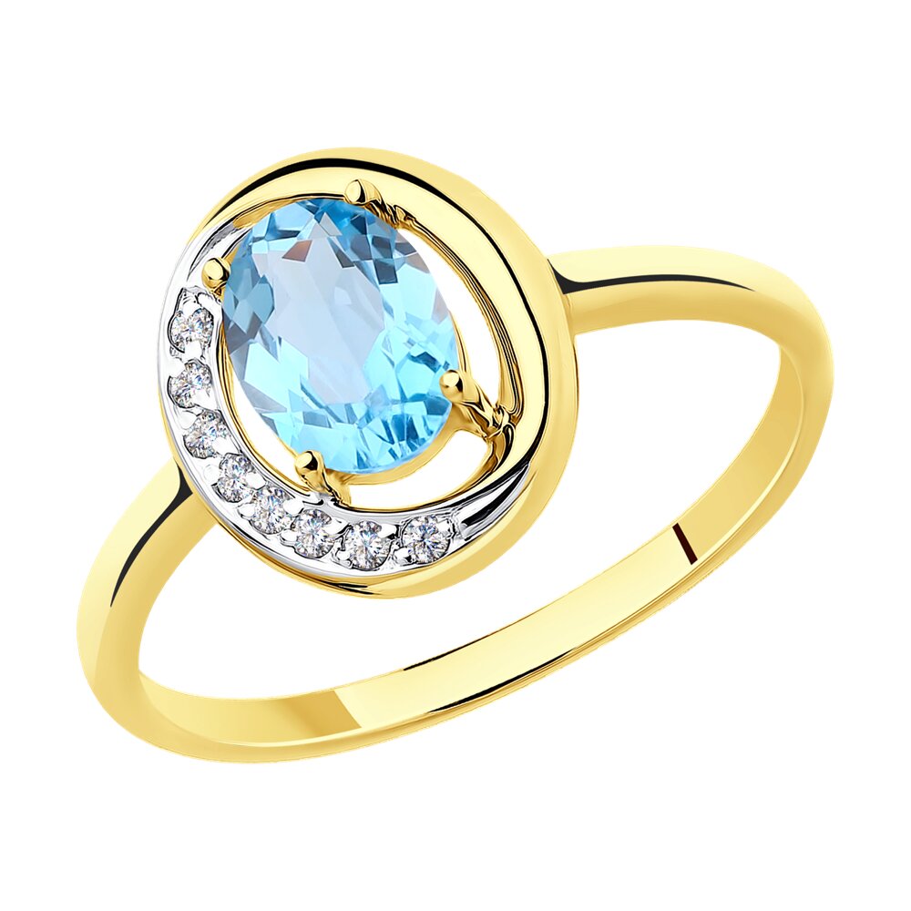 

Кольцо из золота р. 18 Diamant 53-310-00224-1, фианит\топаз, 53-310-00224-1
