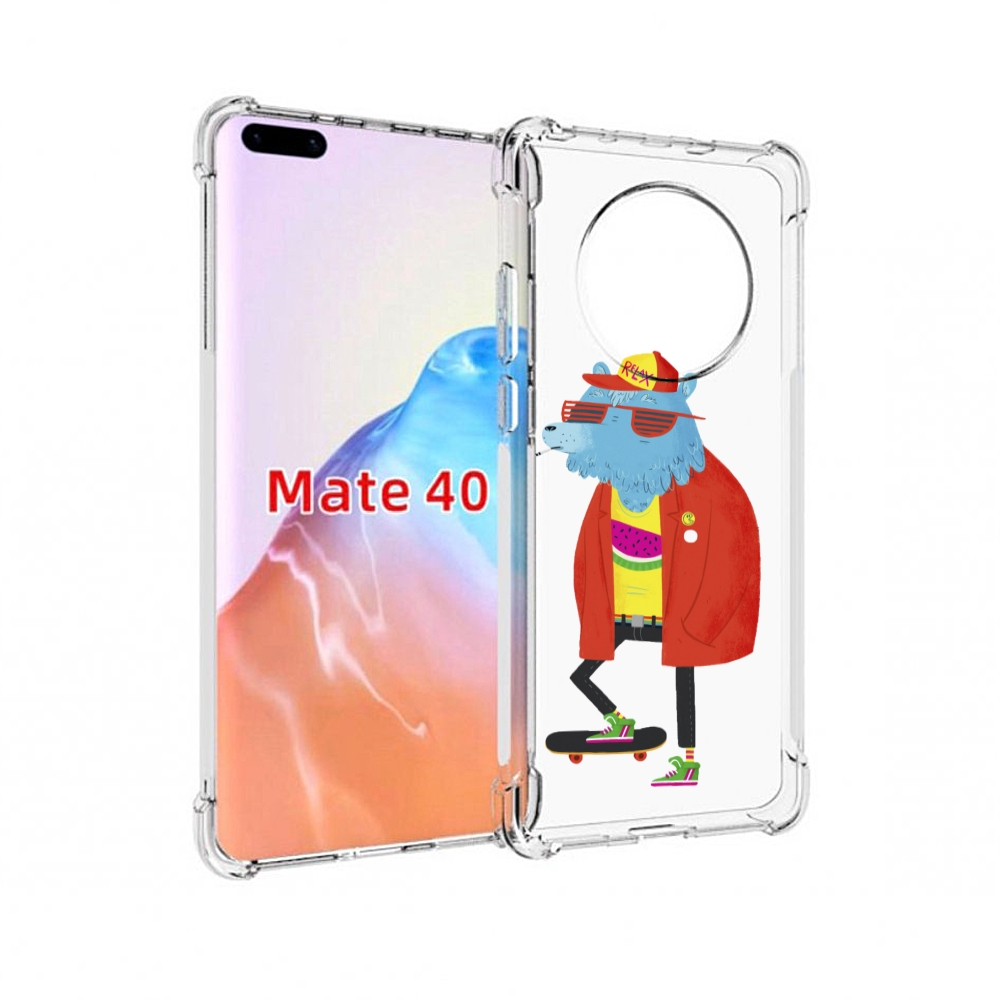 

Чехол MyPads Tocco для Huawei Mate 40 медведь на скейте, Прозрачный, Tocco
