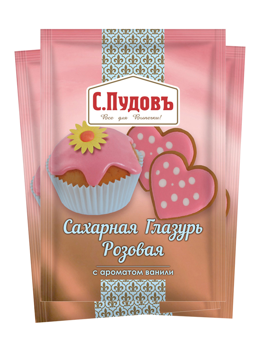 

Глазурь сахарная розовая С.Пудовъ, 100 г - спайка 3 шт