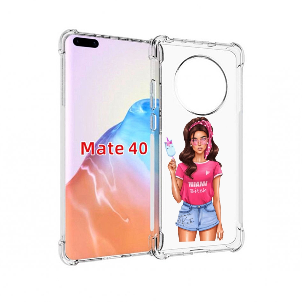 

Чехол MyPads Tocco для Huawei Mate 40 майами-битч женский, Прозрачный, Tocco