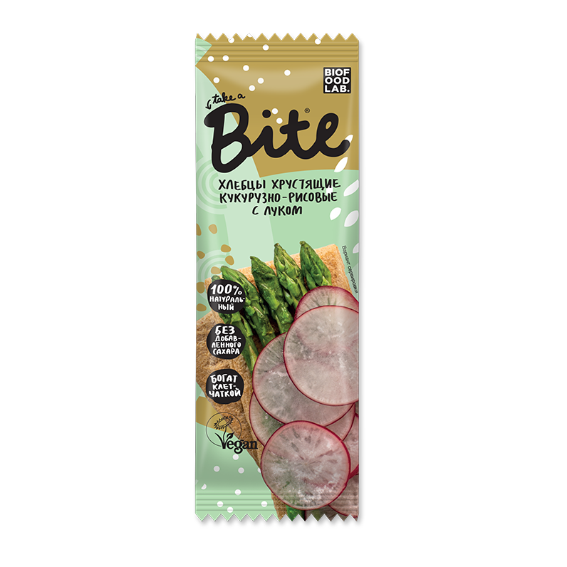 

Take a Bite Хлебцы хрустящие кукурузно-рисовые с луком 30г по 20 шт, Take a Bite Хлебцы хрустящие